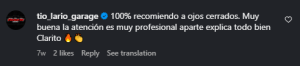 Reseña en Instagram sobre atención médica cannábica en Chile